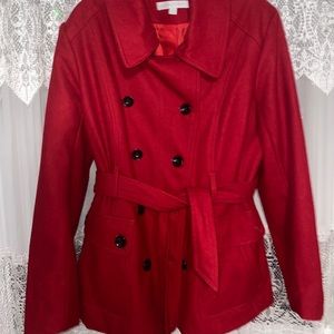 New York & Company red pea coat